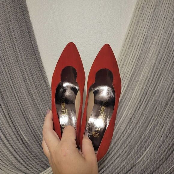 Liz Olemburg Vintage Red Suede Pumps Sz 6 - Picture 6 of 8